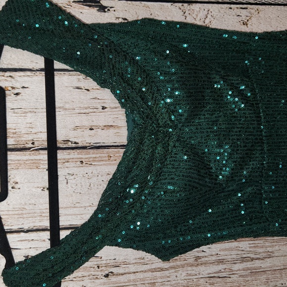 Green Sequin Sparkle City Studio Dress Medium - Picture 2 of 7